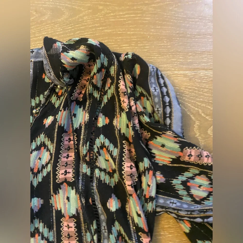 NWOT Anthropologie Holding Horses Winter Moon Boho Western Tunic Tiered Dress M - Picture 8 of 10